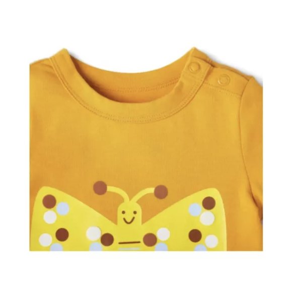 NWT Baby Butterfly Print Shoulder Button Bodysuit Christian Robinson Yellow 6-9M - Picture 3 of 5